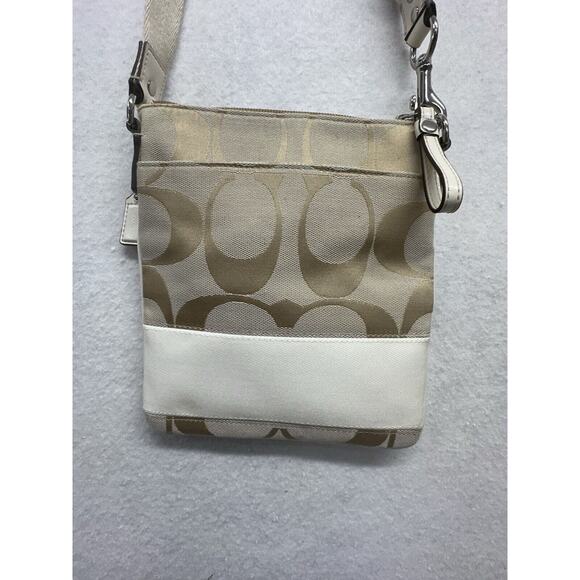COACH‎ SWING PACK SIGNATURE STRIPE CROSSBODY WHITE KHAKI - Picture 2 of 12